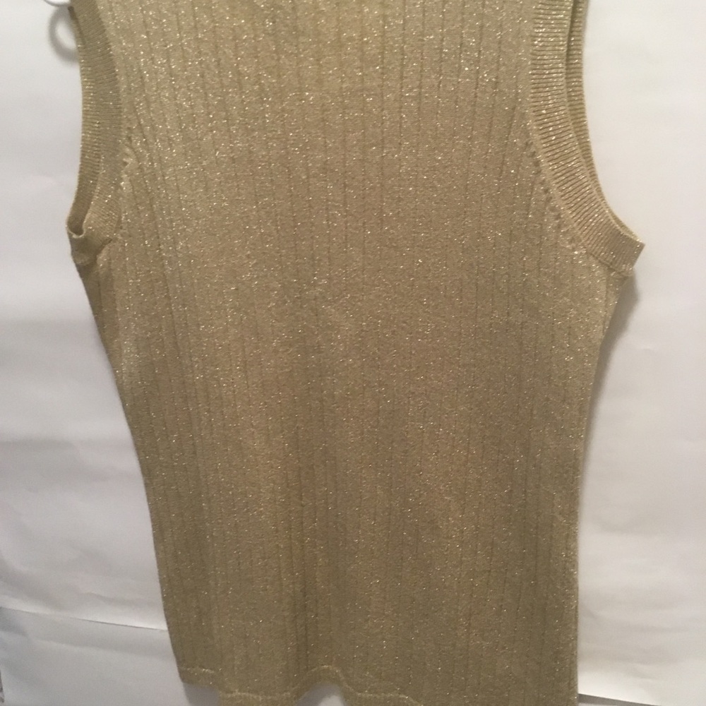 Gold Metallic Knitted Elegant top Sz. 18/20 - Picture 2 of 3